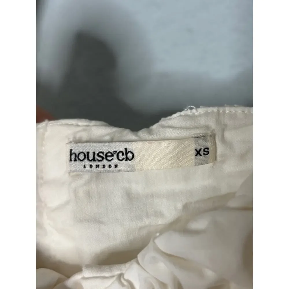 House of CB Shira White Puff Sleeve Top XS